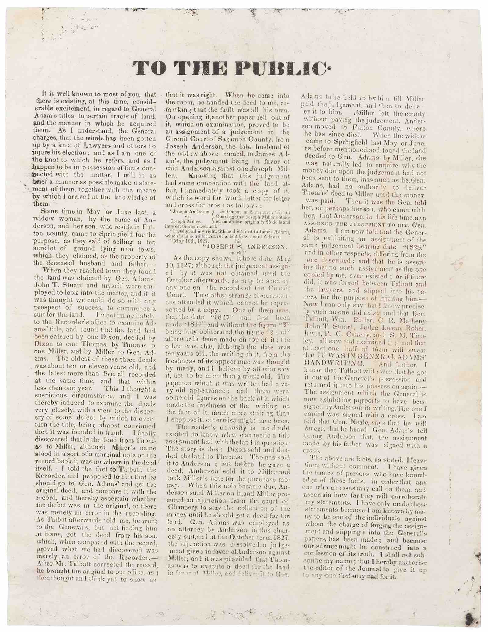 The Adams Handbill