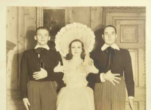 A gelatin silver print of William Haines, Joan Brawford, and Douglas Fairbanks Jr., circa 1932, estimated at $800-$1,200